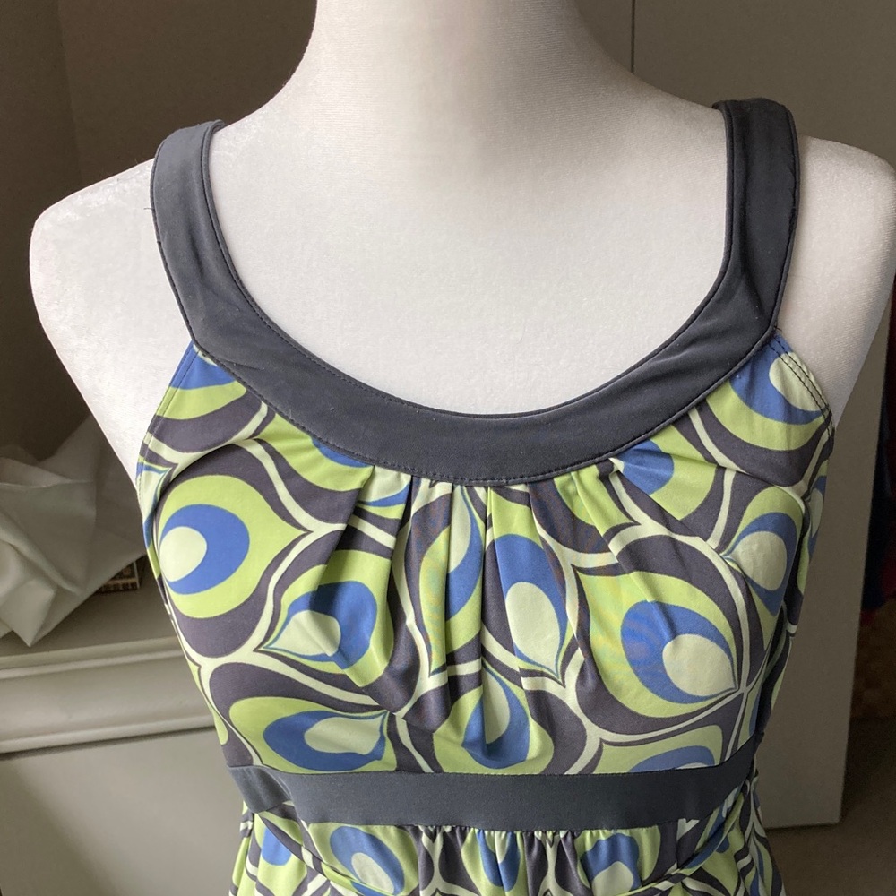 Ambrielle Green and Blue Swirl Mini Dress